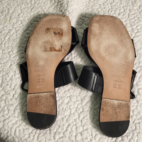 Vince Dylan Slide Sandal Black Leather Women Sandals size 8M - Picture 4 of 5